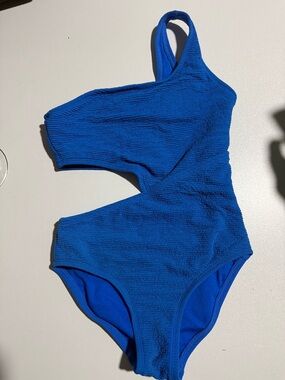 GB girls Royal Blue One-Shoulder Kids Swim One-Piece